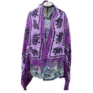 Indie Purple Elephant Shawl Wrap Boho Hippie Festival Mandala Scarf Women